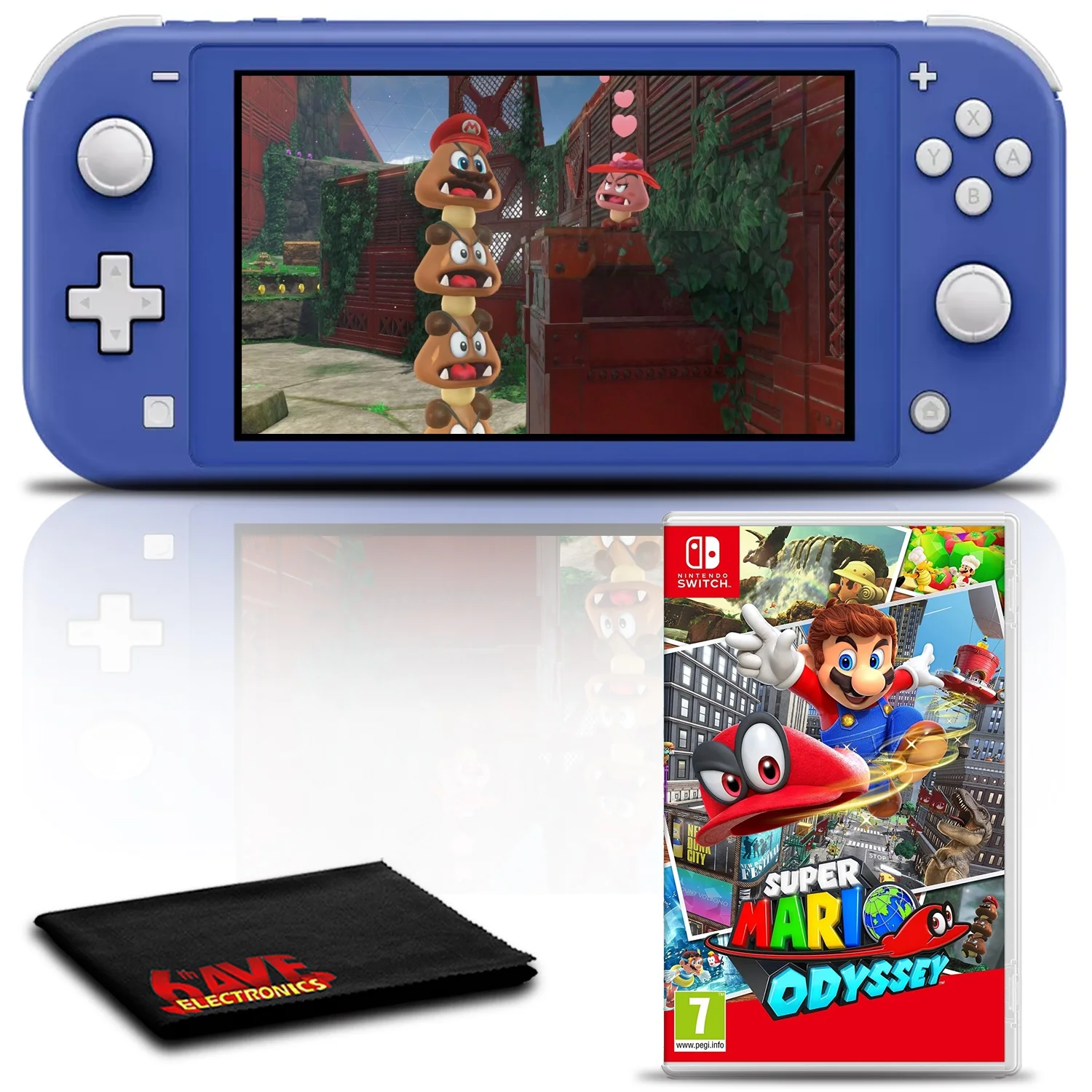 Nintendo Switch Lite (Blue) Gaming Console Bundle with Super Mario Odyssey