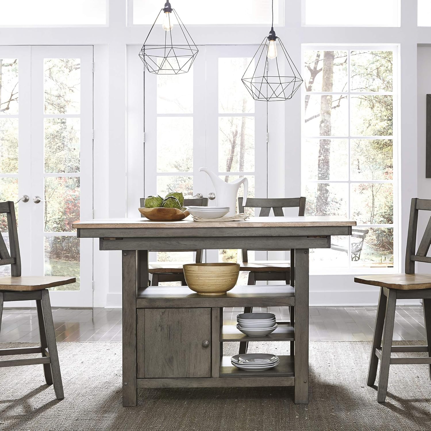Liberty Furniture INDUSTRIES Lindsey Farm 5 Piece Gathering Table Set, Gray