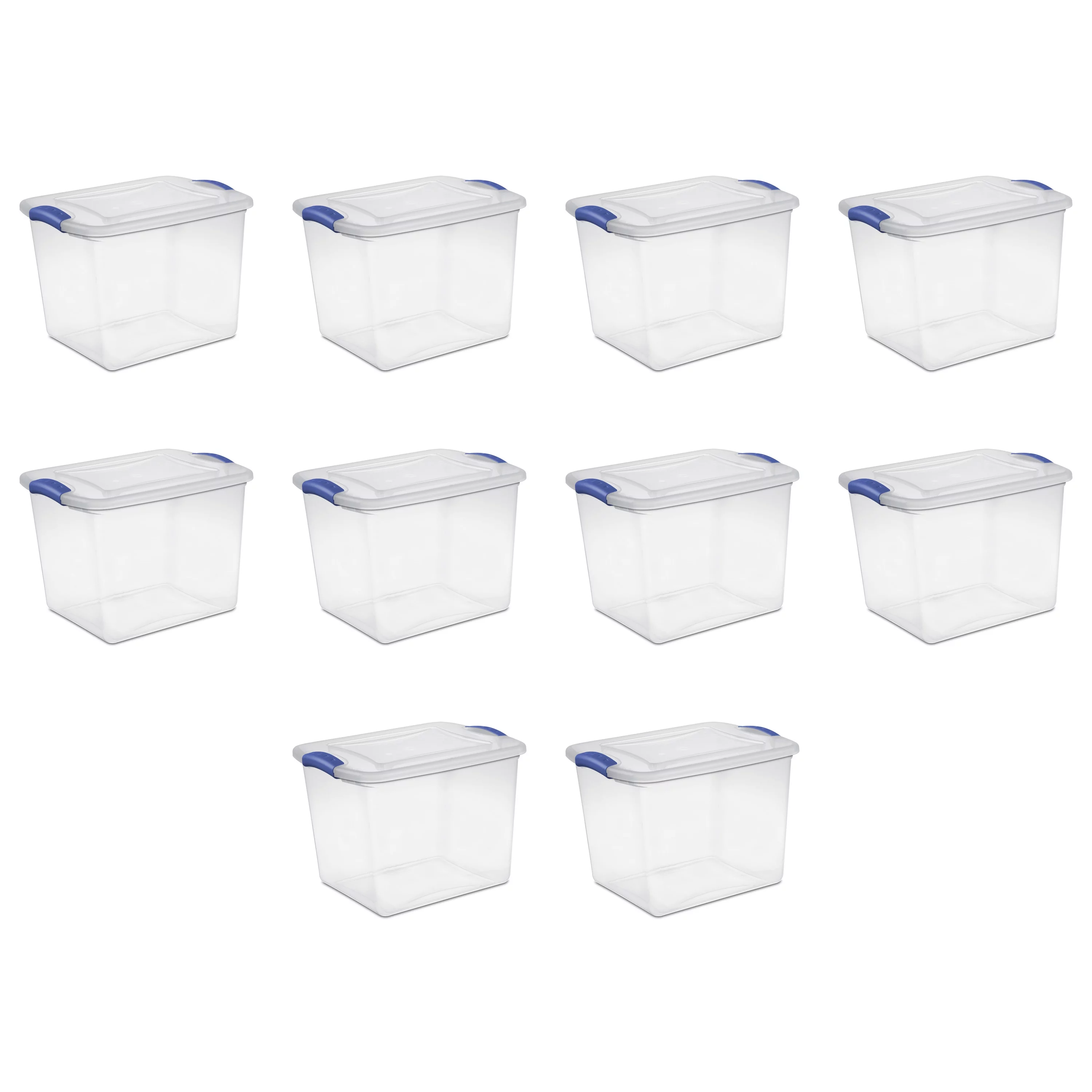 Sterilite 27 Qt. Latch Box Plastic, Stadium Blue, Set of 10