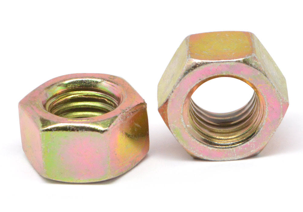 7/8x22-9 Coarse Thread Grade 8 Finished Hex Nut - USA Medium Carbon Steel Yellow Zinc Plated Pk 100
