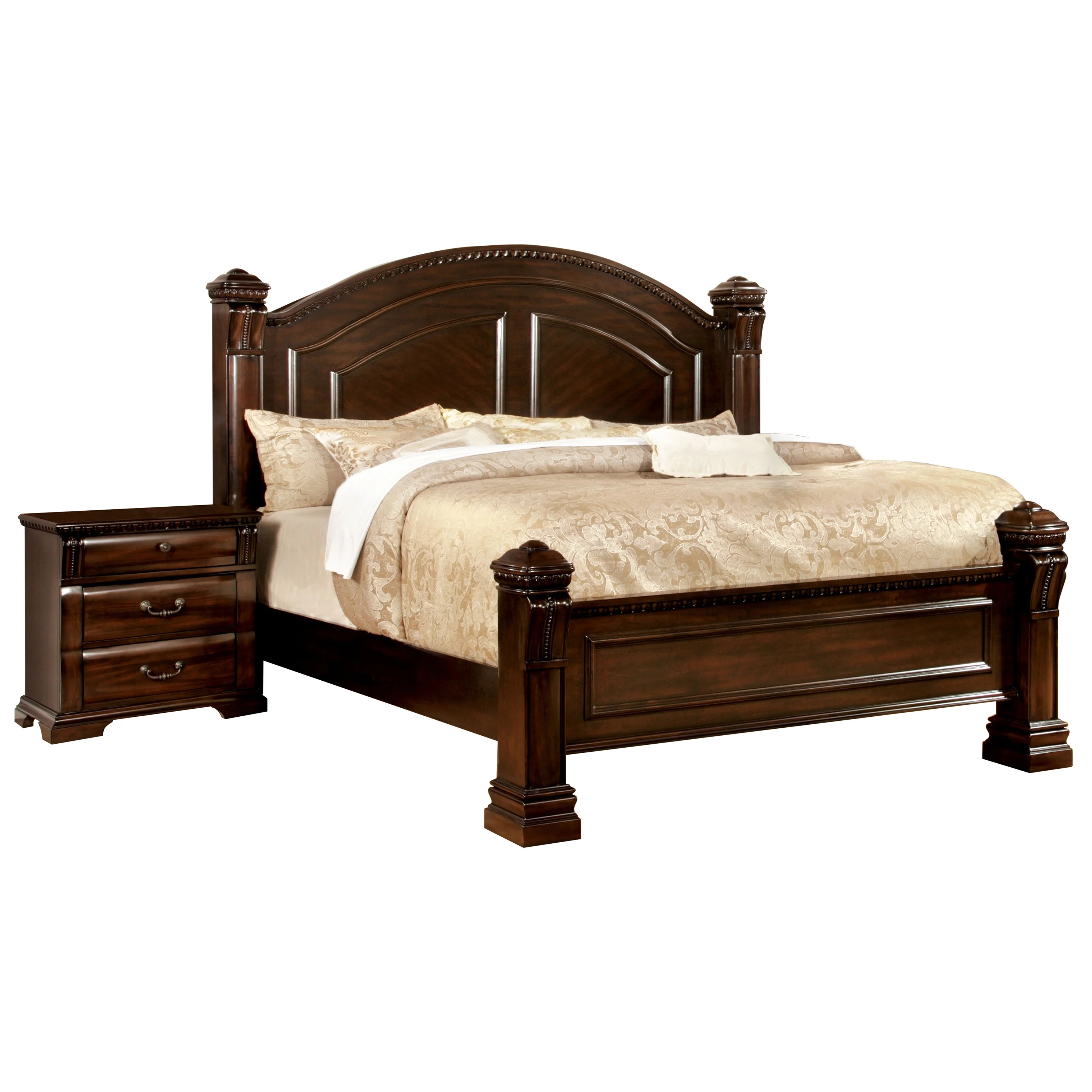 Furniture of America Oulette 2-Piece Solid Wood Bedroom Set in Cherry Finish, Eastern King