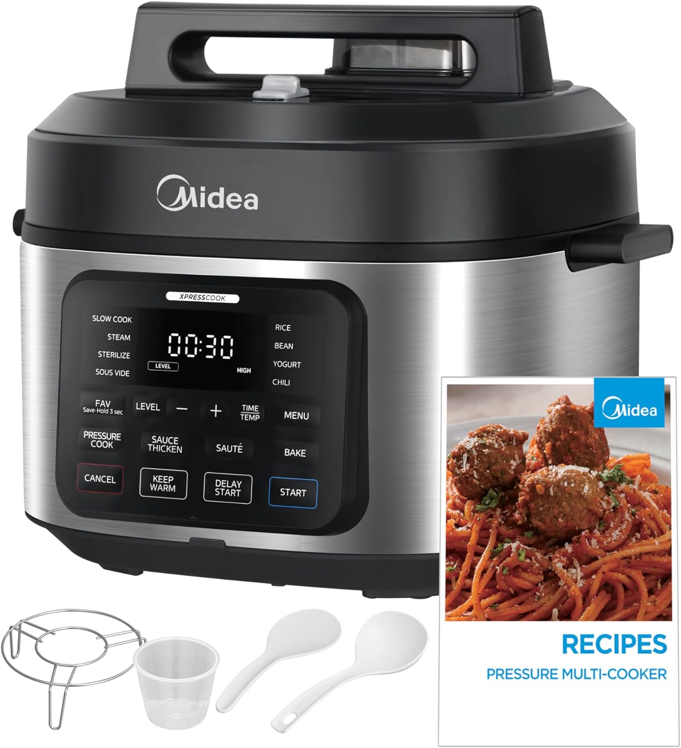 Midea WideMax 12-in-1 Electric Pressure Cooker, 6.5 Quart, 12 Presets, Multi-Functional Programmable Slow Cooker, Rice Cooker, Steamer, Sauté Pan