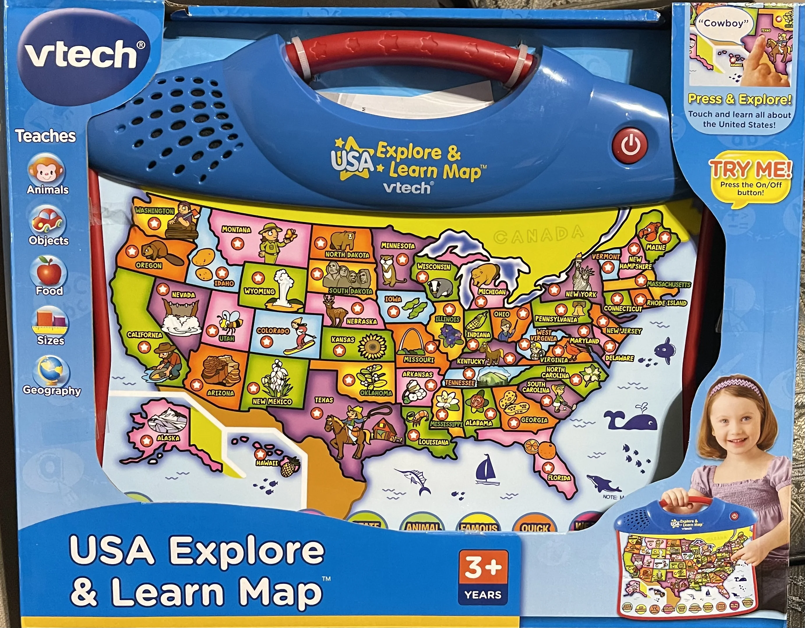 Vtech USA Explore & Learn Map Interactive With Touch & Sound Great Kids Learning Entire USA States Geography