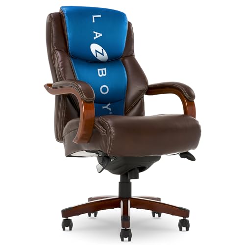 La-Z-Boy Delano Big & Tall Executive Office Chair, Ergonomic Mid-Back Body Pillow Lumbar Support, ComfortCore Memory Foam Cushion