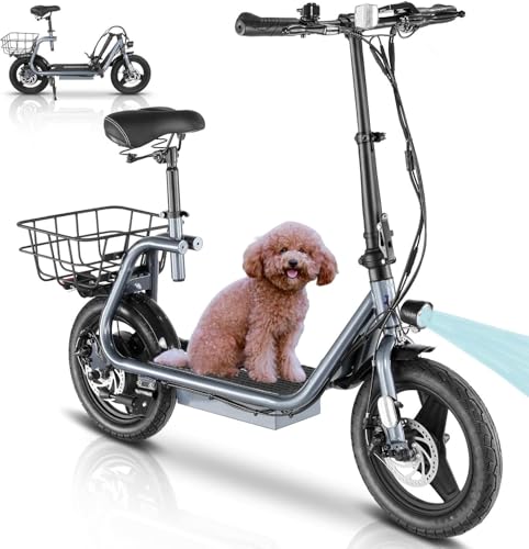 Caroma Peak 1200W Electric Scooters with Seat, Electric Scooter Adults with Basket, 14" Tire, 500Wh Battery, 30 Miles Range, Top Speed 20MPH