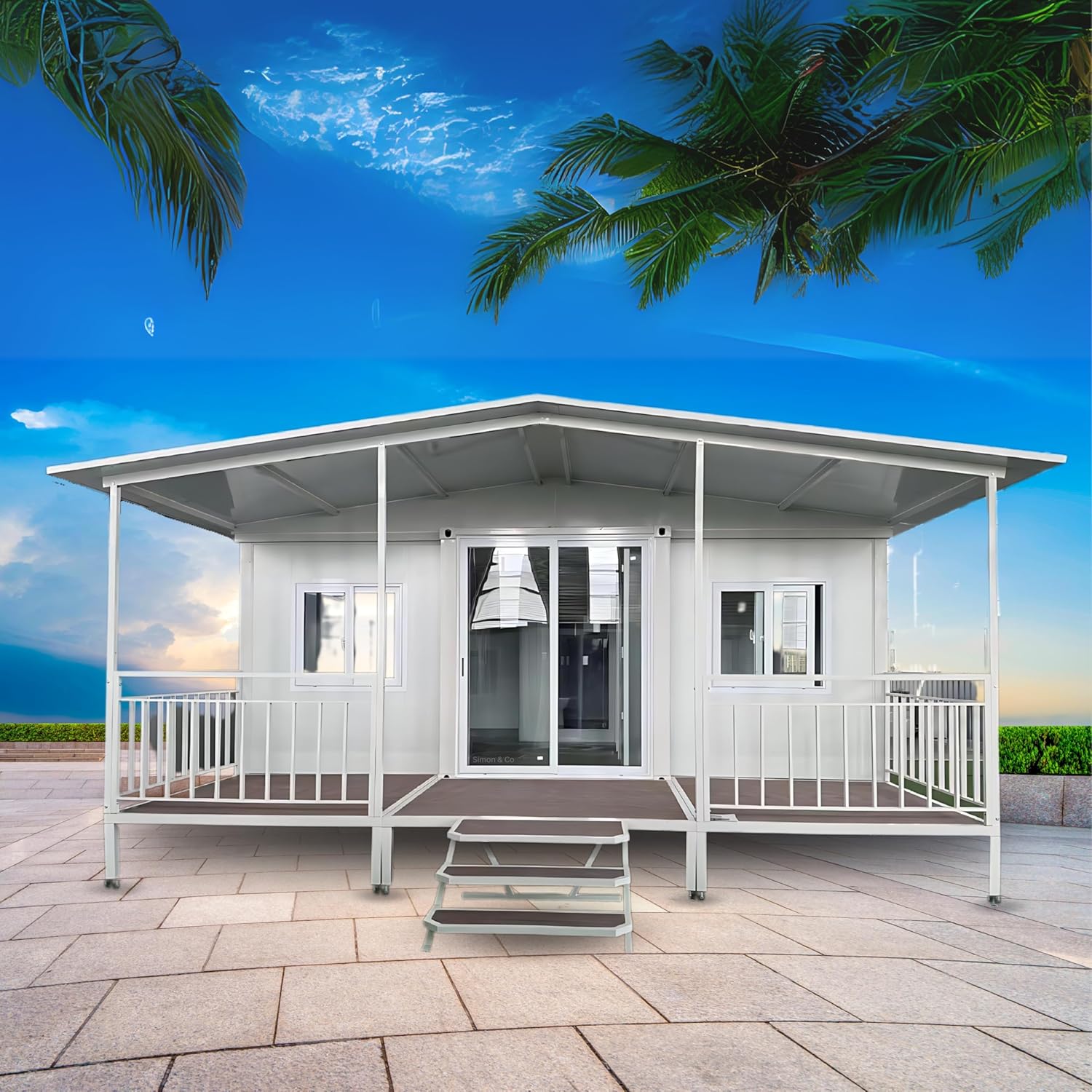 20FT Prefabricated House to Live in, Expandable house with 2 bedroom 1 living room 1 bathroom and kitchen for Hotel, Booth, Office, Guard House