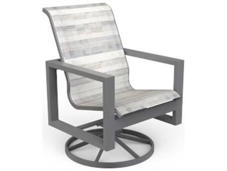 Suncoast Vectra Sling Cast Aluminum Swivel Rocker Outdoor Dining Arm Chair