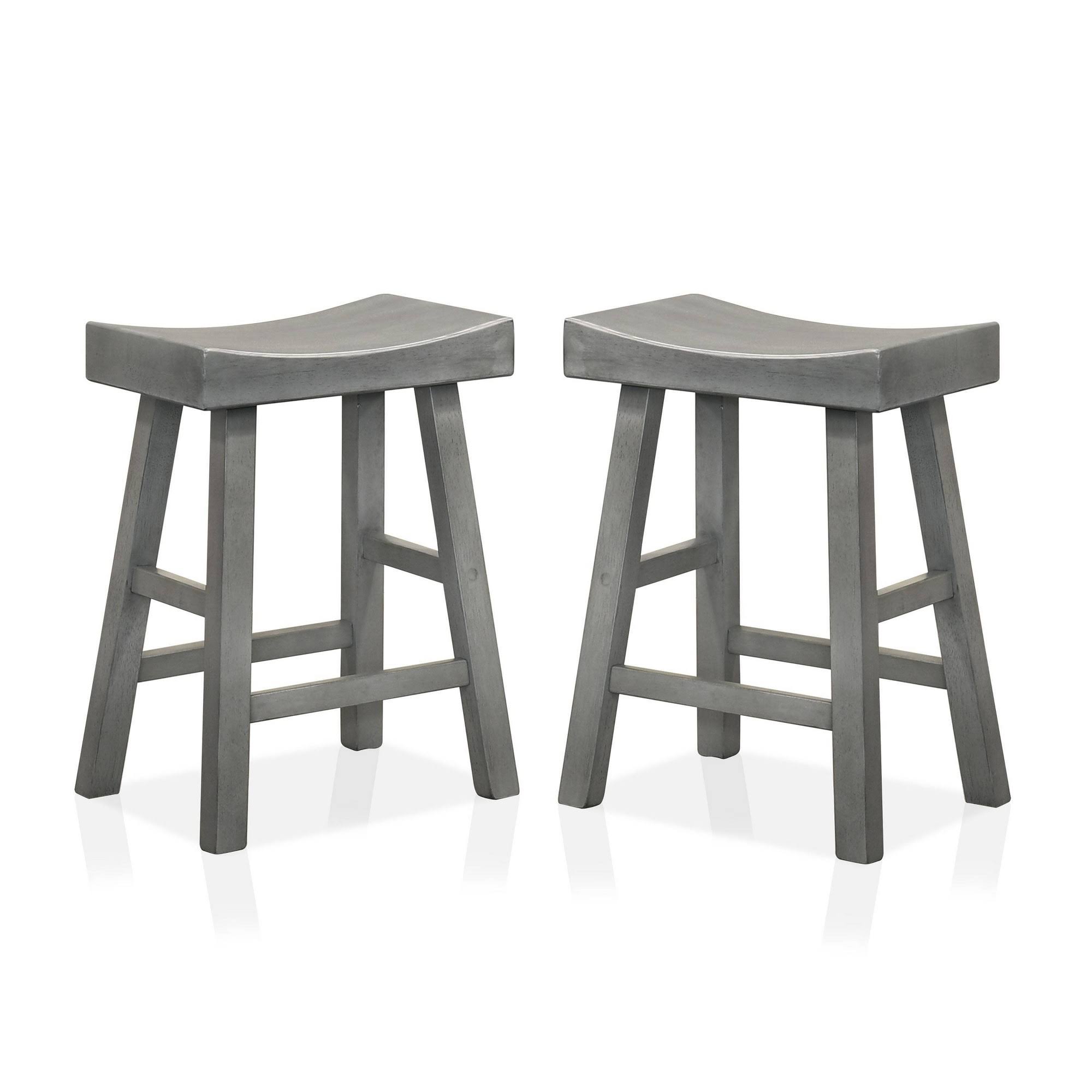 Set of 2 24x22 Lille Seat Height Saddle Stools Antique Gray - HOMES: Inside + Out