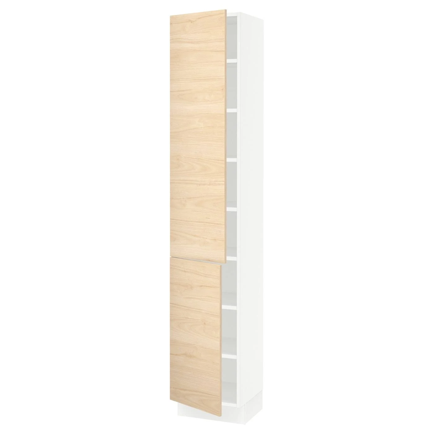 IKEA - SEKTION High Cabinet with shelves/2 Doors, white/Askersund Light Ash Effect, 15x15x80 49365927
