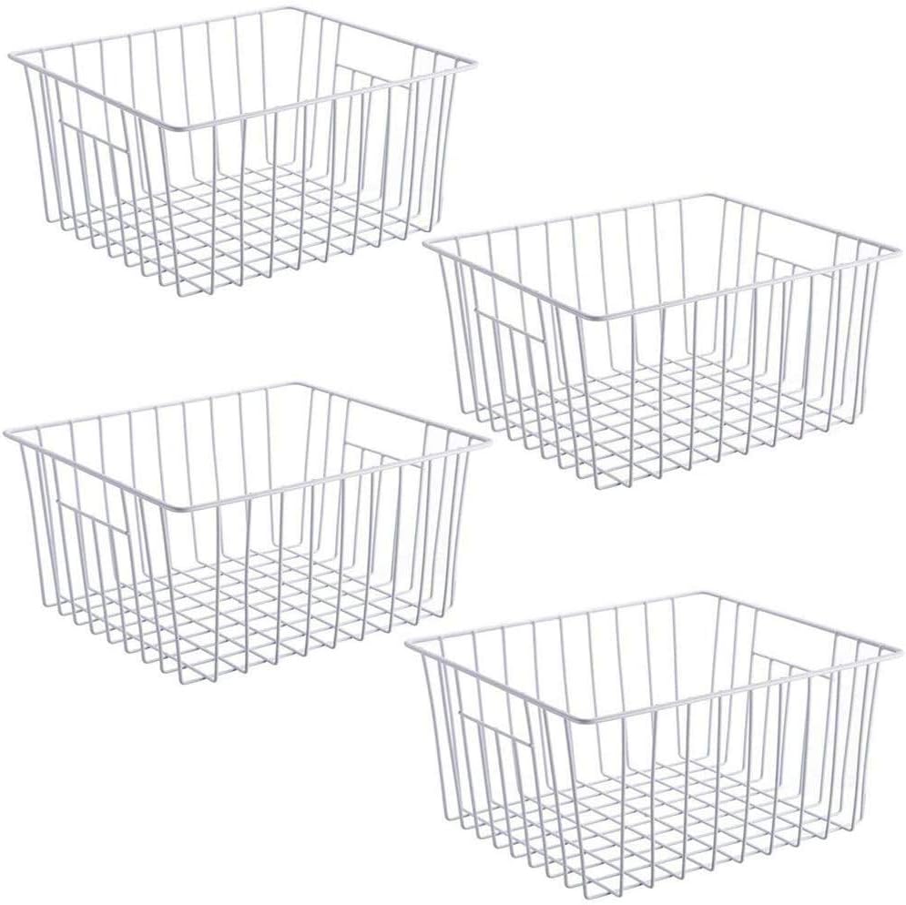 iPEGTOP Refrigerator Chest Freezer Baskets, Large Household Wire Storage Basket Bins Organizer with Handles for Kitchen, Pantry, Freezer, Cabinet