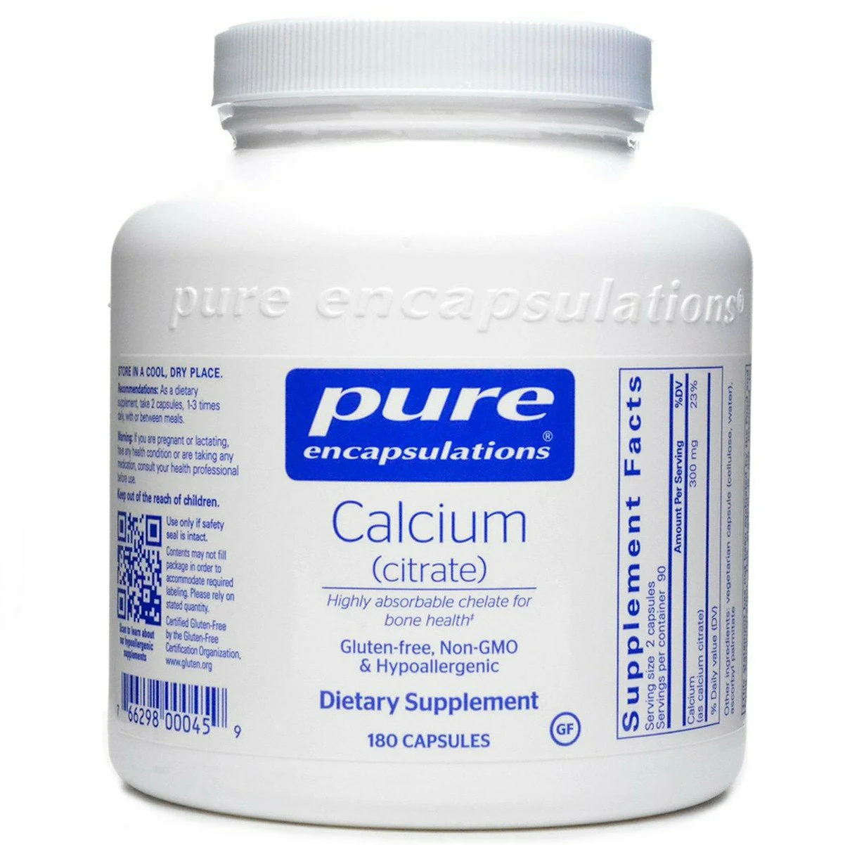 Calcium Citrate 180 caps by Pure Encapsulations - Kansas Nuitrition - HNZSDS