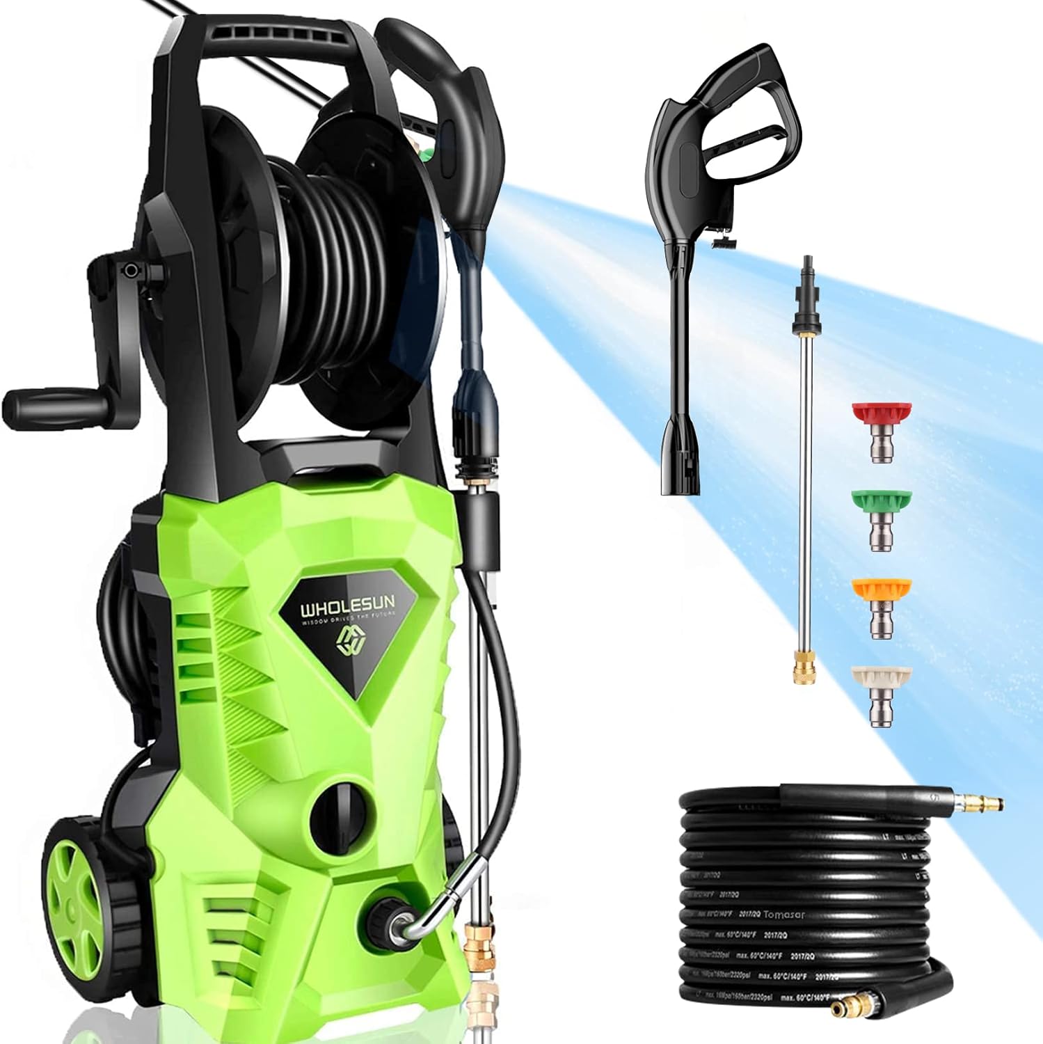 Power Washer, WHOLESUN 3000PSI Pressure Washer 1600W 2.4GPM Electric High Pressure Washer Professional Car Washer Cleaner Machine