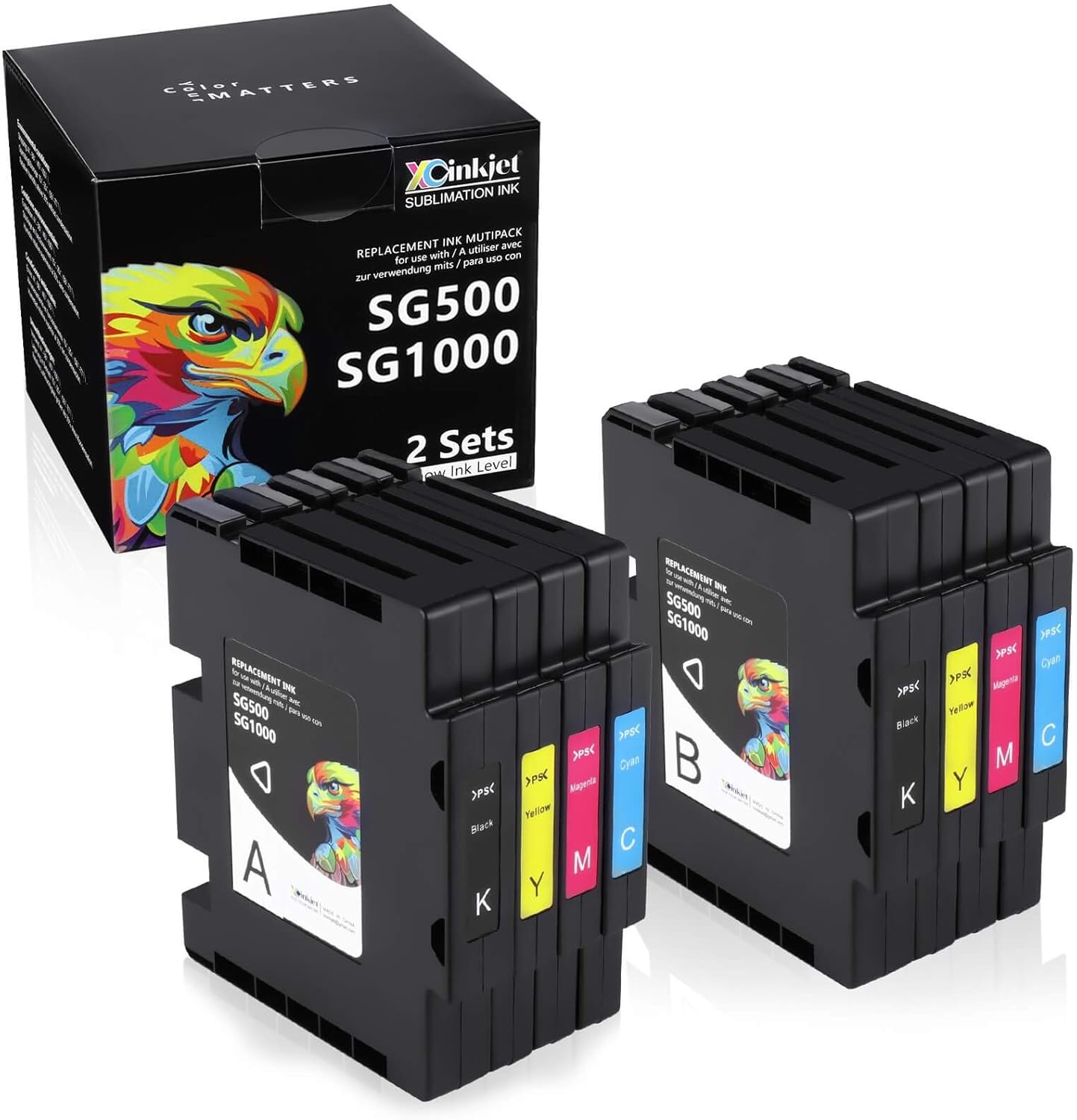 Xcinkjet Sublimation Ink Cartridge Compatible for Sawgrass Virtuoso SG500 SG1000 Printer NOt for 3.3 SPV Version(2 Black, 2 Cyan, 2 Magenta