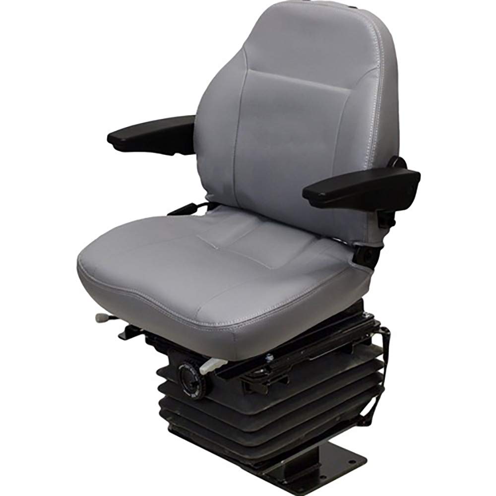 Fold-Down Gray Vinyl Seat with Armrests Fits Case Backhoe 580