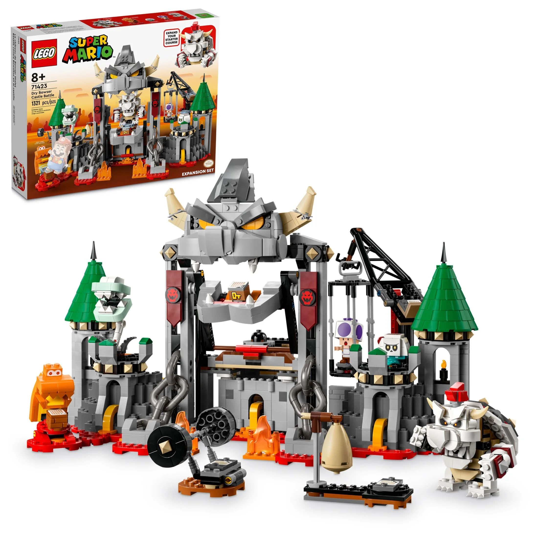LEGO Super Mario Dry Bowser Castle Battle Expansion Set, Buildable Game with 5 Super Mario Figures