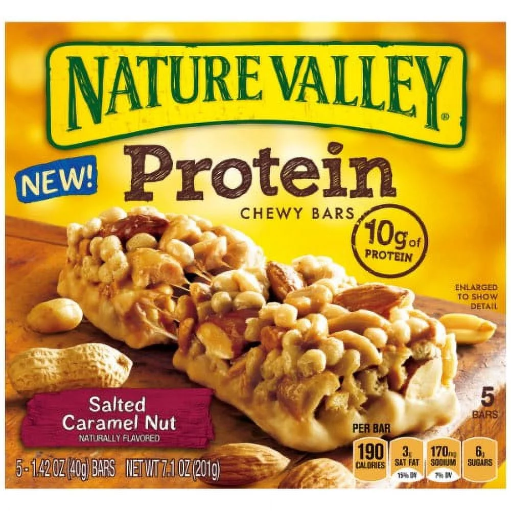 Nature Valley Protein Chewy Bar, Salted Caramel Nut, 1.4 Oz, 5 Ct
