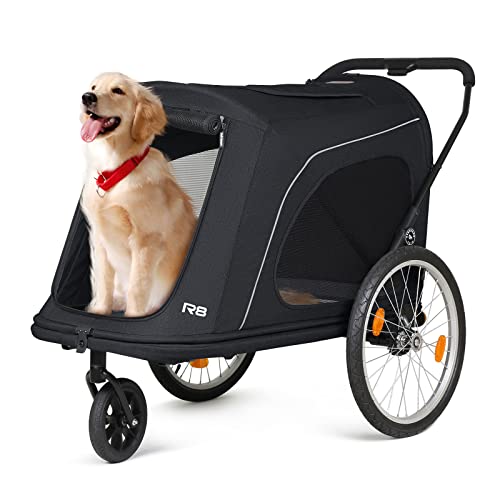 R8 Extra Large Foldable Pet Stroller, Dog Stroller & Pet Trailer for Large Dogs Under 100 lbs, Unmovable, Disabled & Pregnant Dogs
