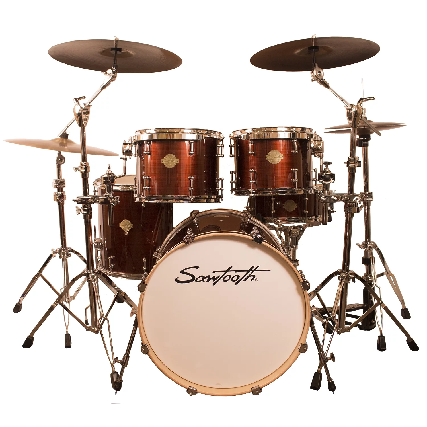 Sawtooth Command Series 5-Piece Drum Shell Pack with 22" Bass Drum, Red Streak - Curated Treasures Market