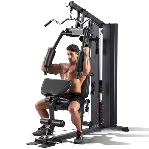Sportsroyals Home Gym, Multifunctional Home Gym Equipment, Workout Station with 154LBS Weight Stack