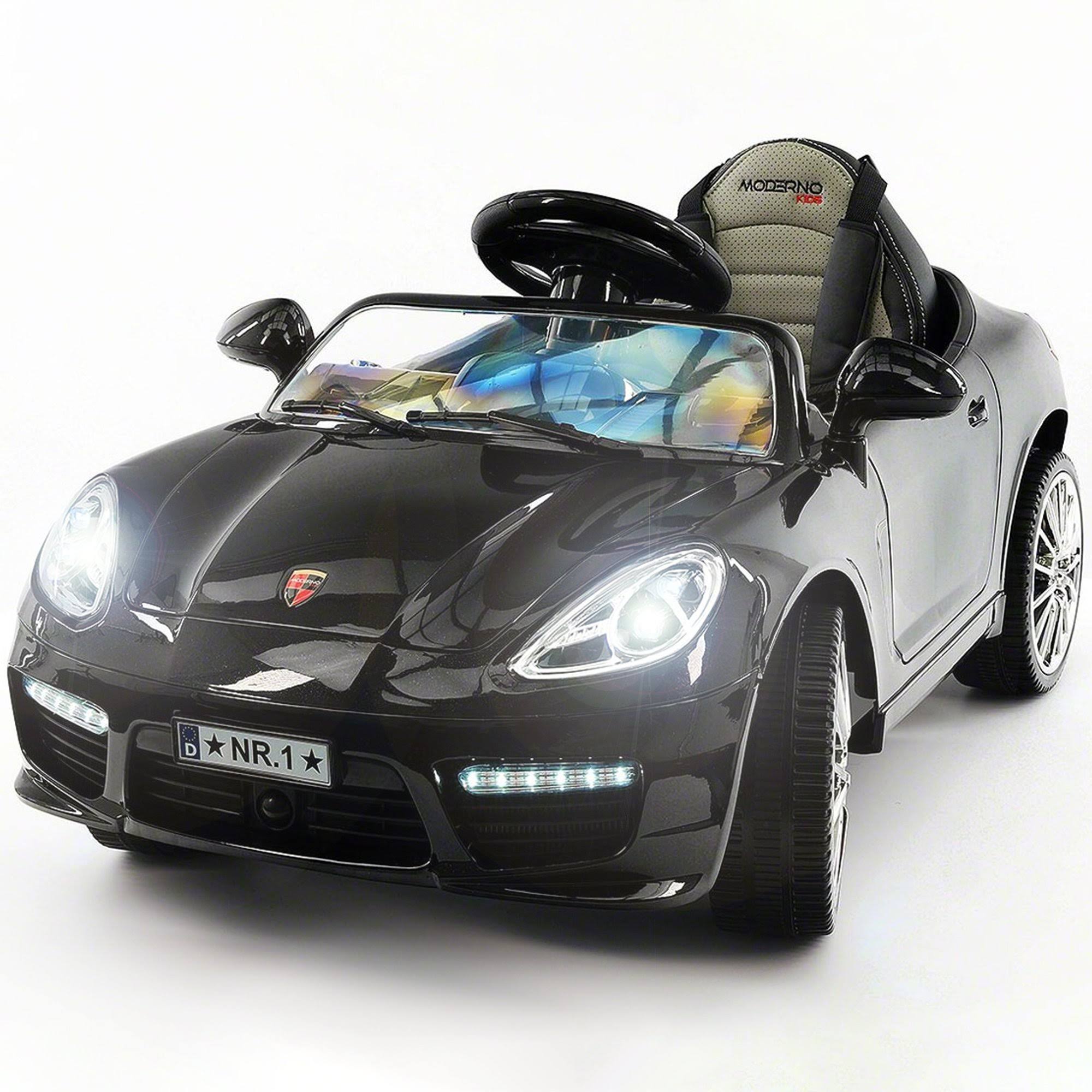 2019 Kids Sports 12V Ride on Car Battery Powered w/ Dining Table, Leather Seat, LED Lights, Black - Megean
