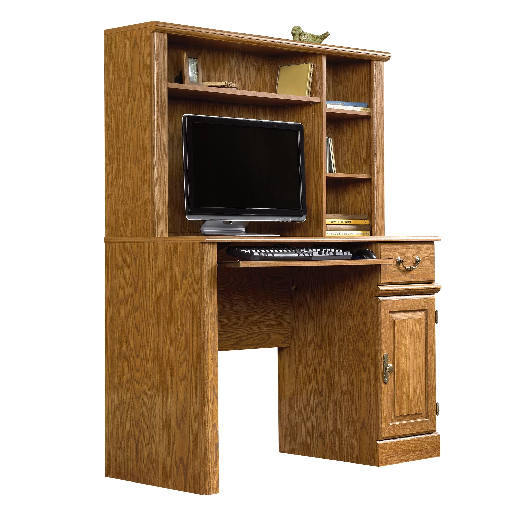 Sauder Orchard Hills Computer Desk W/hutch, Carolina Oak Finish
