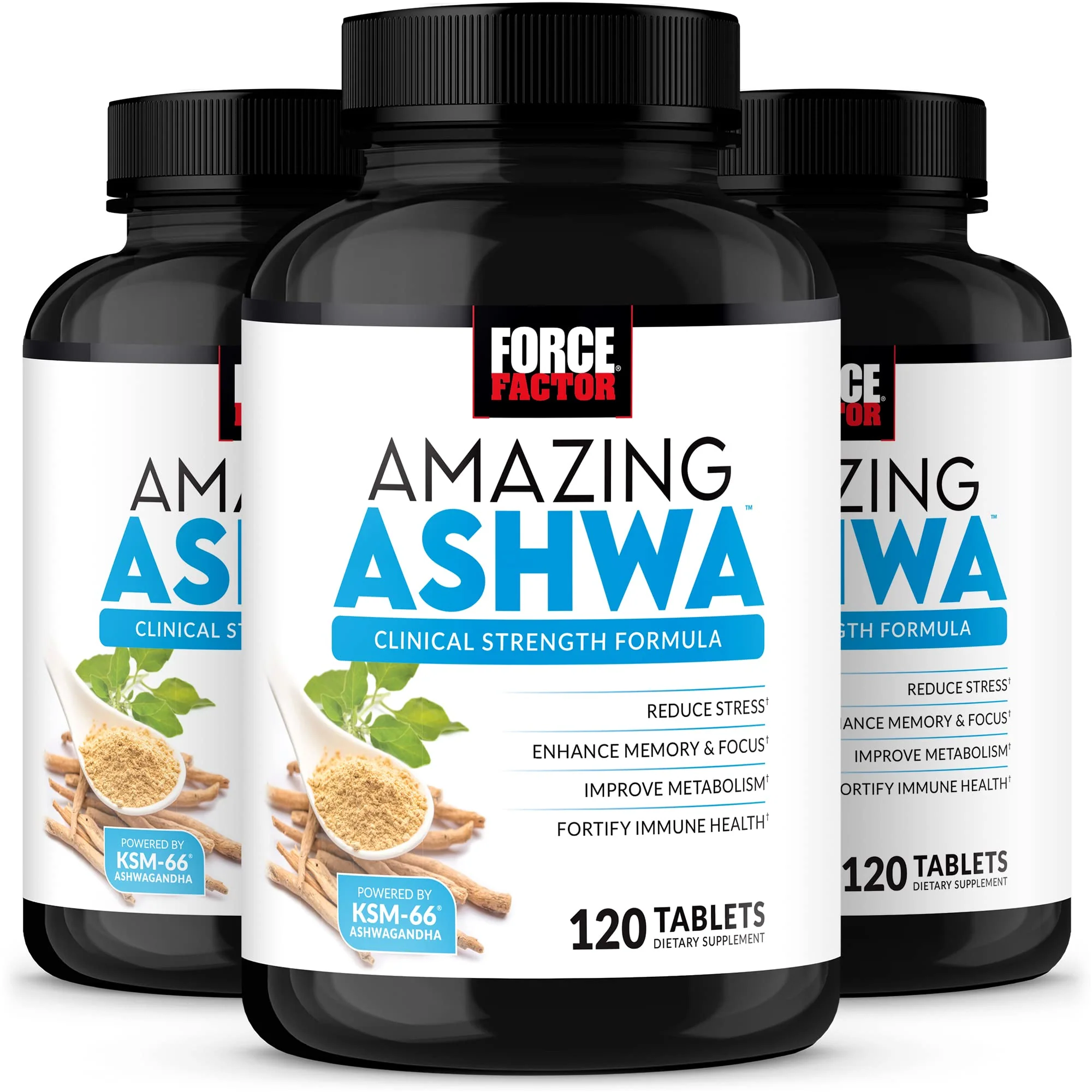 FORCE FACTOR Amazing Ashwa for Stress Relief, Memory, Focus, and Immune Support Health, Ashwagandha Supplement with KSM-66 Ashwagandha for Stress