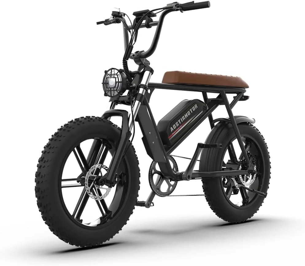 AOSTIRMOTOR STORM 750W Full Suspension Commuter Electric Bike, 20 inch Fat Tire, 48V 12.5Ah Removable Battery(Black) UL2849 - Curated Treasures Market
