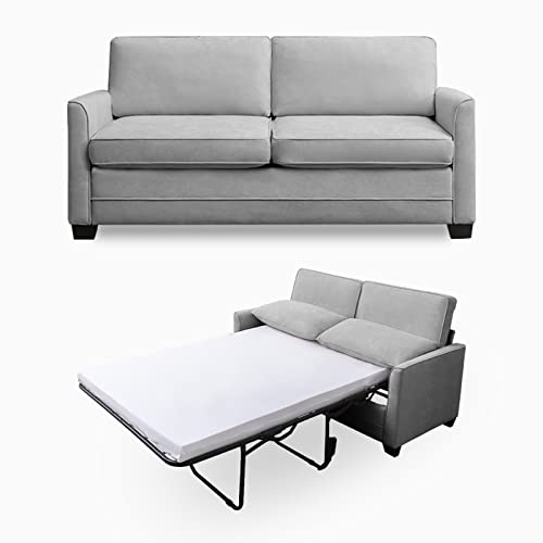 2-in-1 Pull Out Sofa Bed, Convertible Velvet Sleeper Sofa Couch with Memory Foam Mattress, Large Sofa Pull Out Couch Bed for Living Room