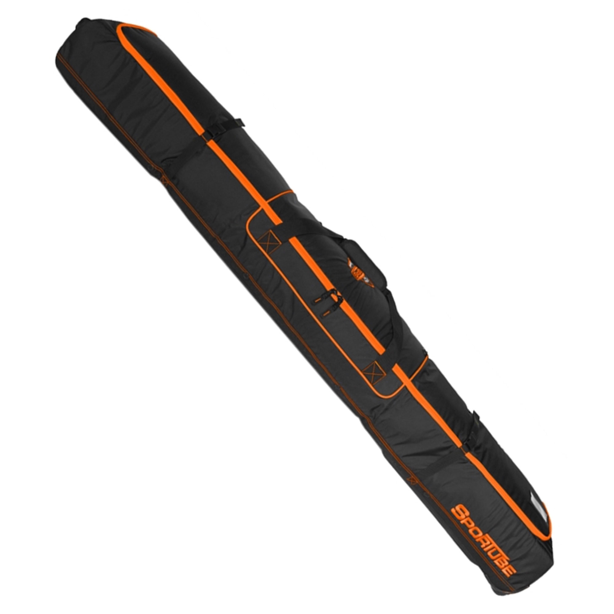 Sportube Wheeled Padded 3 Pair Ski Shield/2 Snowboard Bag, Black/Orange