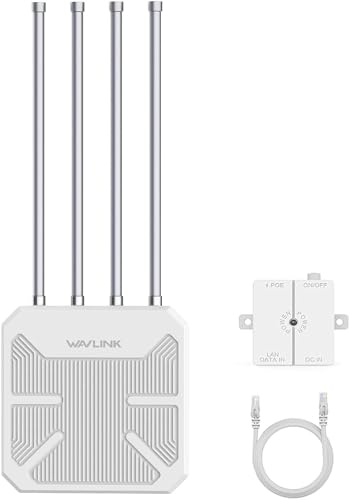 WAVLINK AX3000 Outdoor WiFi 6 Extender Long Range, WiFi 6 Outdoor Wireless Access Point, Support Active PoE, 4x8dBi Antennas,Outdoor WiFi Solution