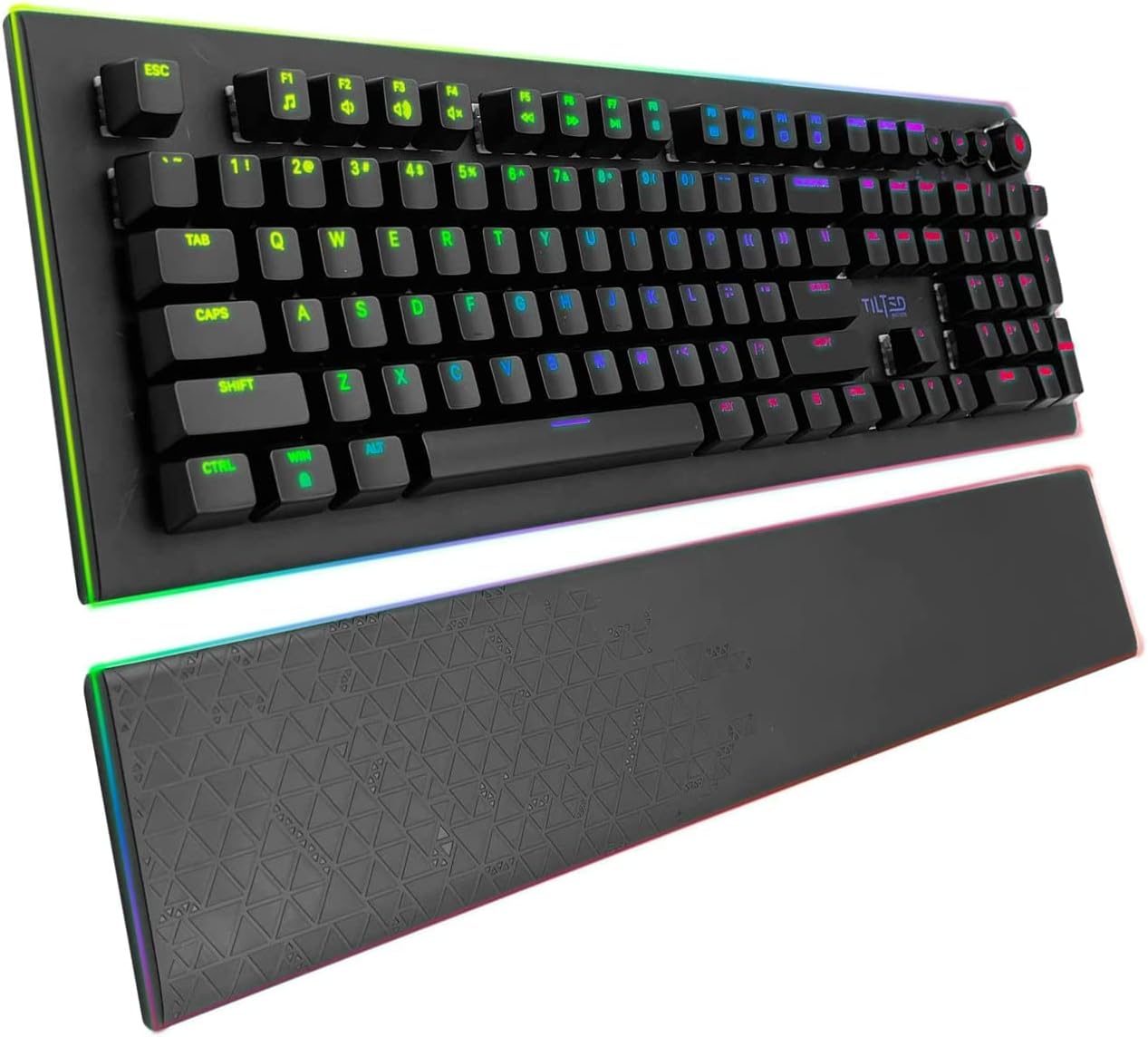 Mechanical Gaming Keyboard LED, Tilted Nation RGB Mechanical Keyboard with Volume Control Knob and Removable Wrist Rest