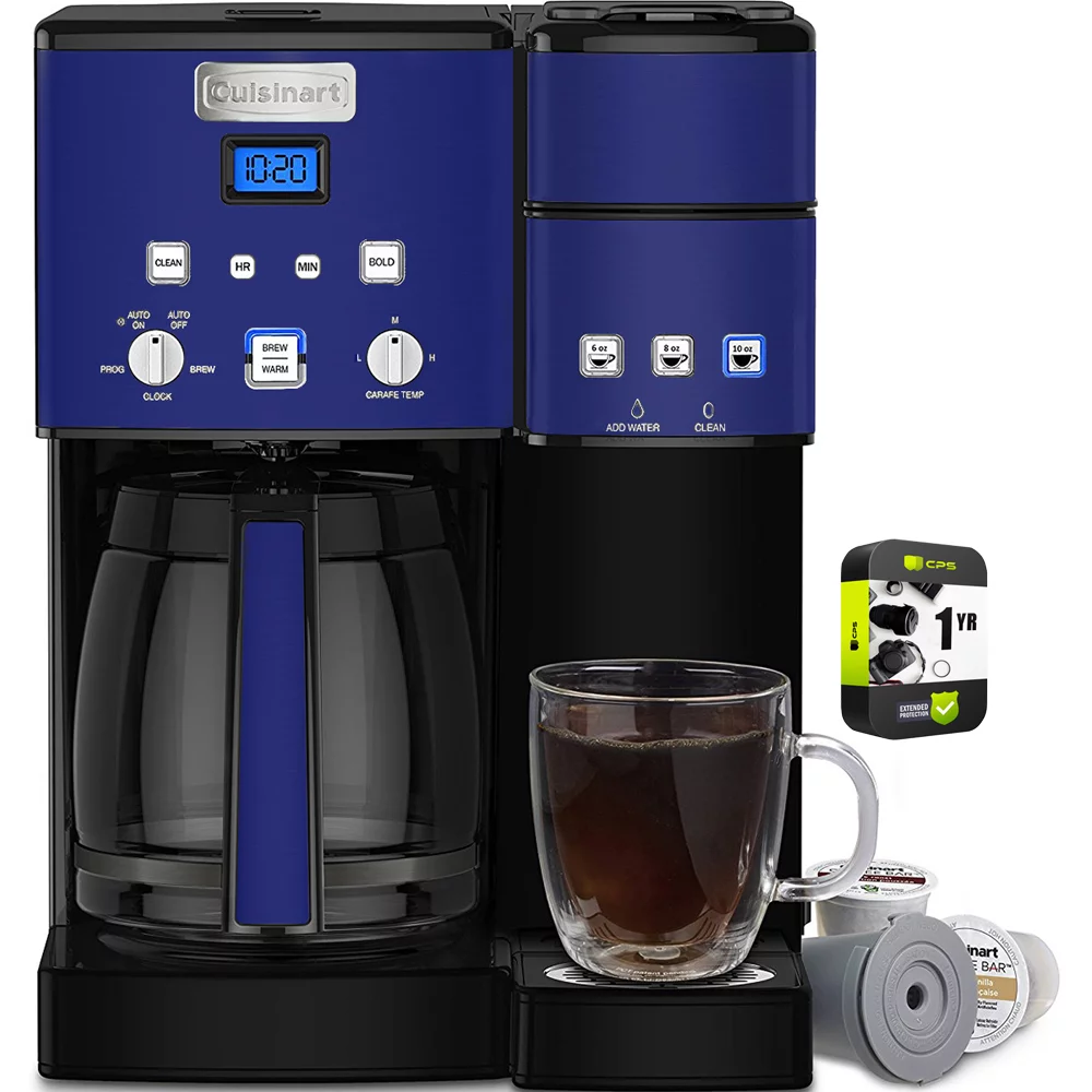 Cuisinart SS-15NVP1 Coffee Center 12 Cup Coffee Maker and Single-Serve Brewer Navy Bundle with 1 Year Extended Protection Plan