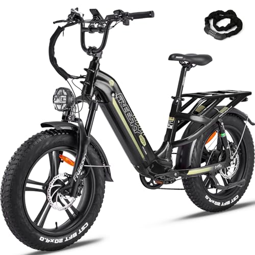 FREESKY Electric Bike for Adults Peak 1200W Motor 48V 20AH Battery Step-Thru City Cruiser Ebike up to 28+MPH& 90Miles Dual Hydralic Brakes 4.0×20”