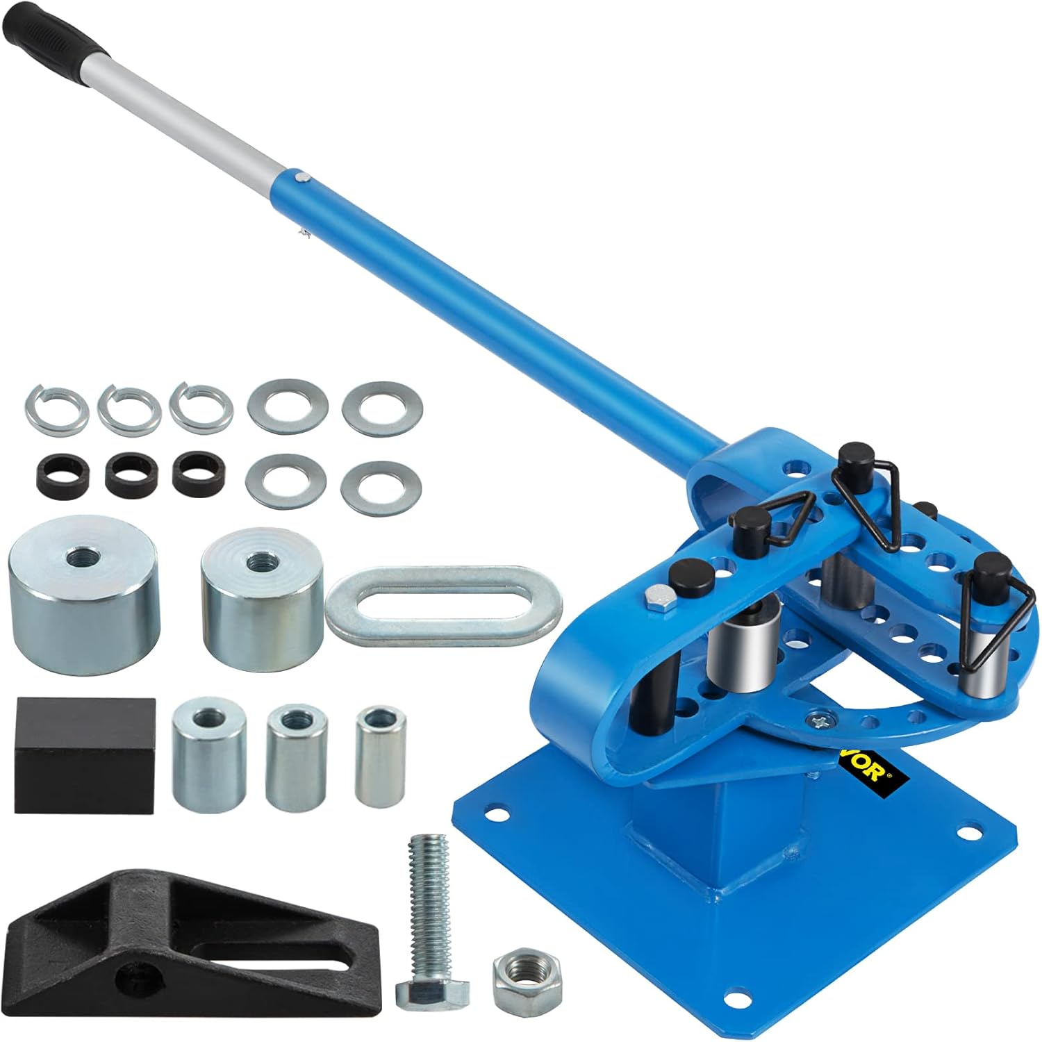 Mophorn YP-9 Manual Bench Top Compact Bender Pipe Bending Machine 7 Dies 1-3inch Metal Fabrication Tube Rod Pipe Bender 44ft Mount Powdercoat