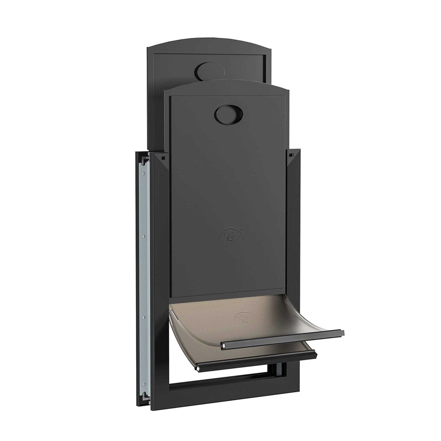 hardlight weatherproof dog door with sliding lock panel, tunnel adjustable, double flap dog door and cat door, strong and dur