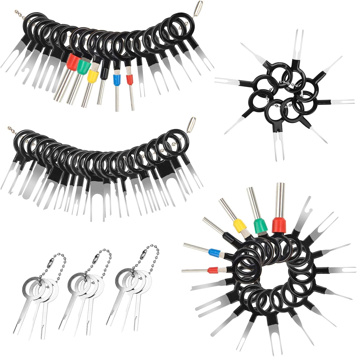 73 Pcs Terminal Removal Tool Kit Terminal Pin Extractor Wire Connector Pin Release Key Tool Set Extractor Puller Repair Remover for Car