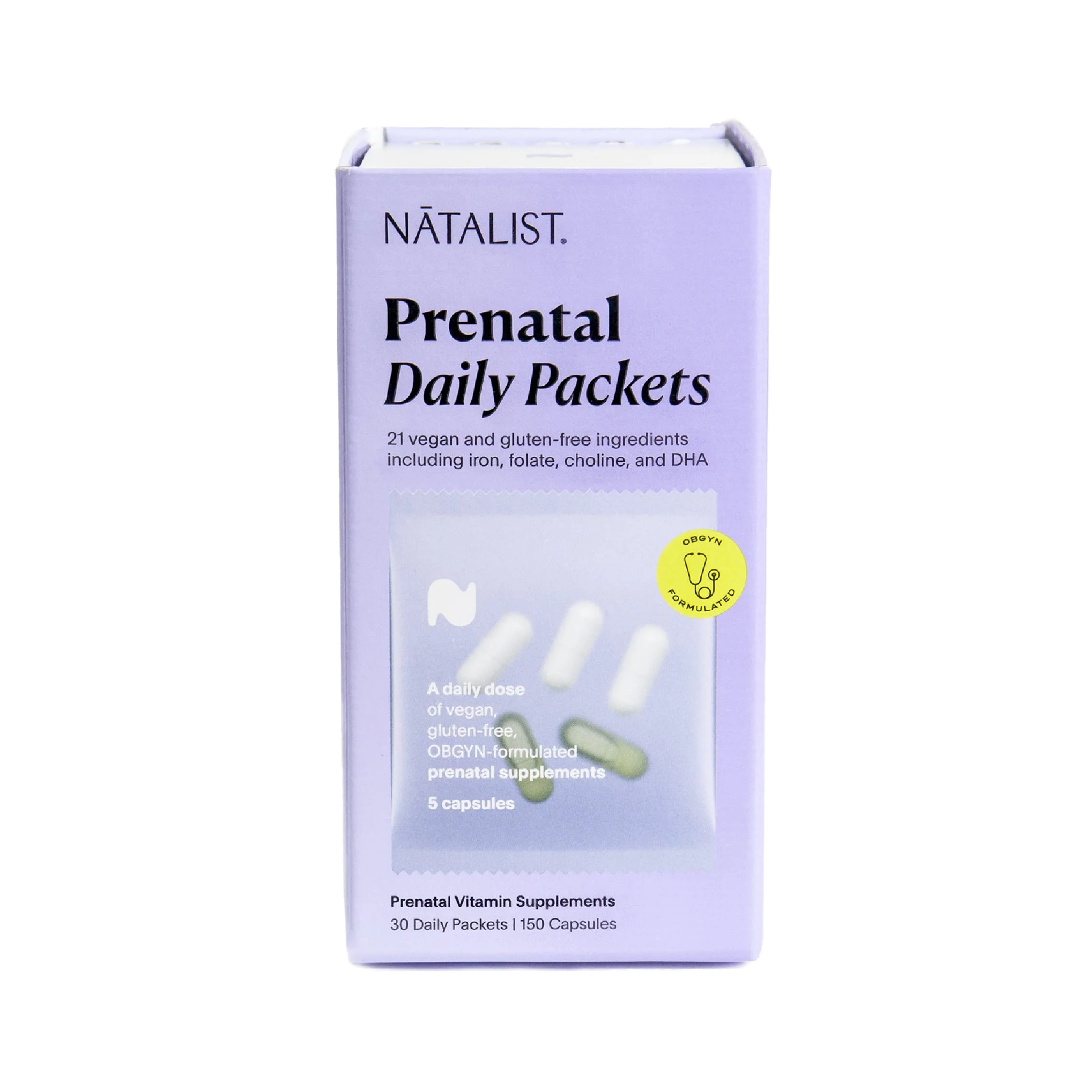 NATALIST Daily Prenatal Packs Daily Preconception & Pregnancy Formula Women's Wellness Multivitamin & Wild-Sourced Marine Algae DHA - Vegan