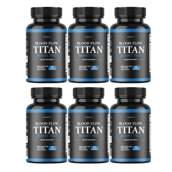 Blood Flow Titan Boost Pro Mens Blood Flow Supplement - 6 Bottles - Kansas Nuitrition - HNZSDS
