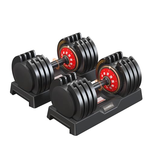 SogesPower Adjustable Dumbbells 5LB to 110LB Free Weight 5 in1 25/55LB Dumbbell Set Multiple Weight Dumbbell with Anti-Slip Metal Handle for Home Gym