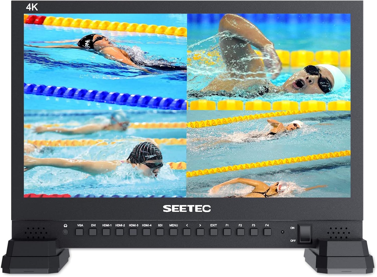 SEETEC 4K156-9HSD 15.6 Inch Broadcast LCD Monitor with IPS UHD 3840x2160 SDI Input and Output 4xHDMI Inputs Quad Split Display