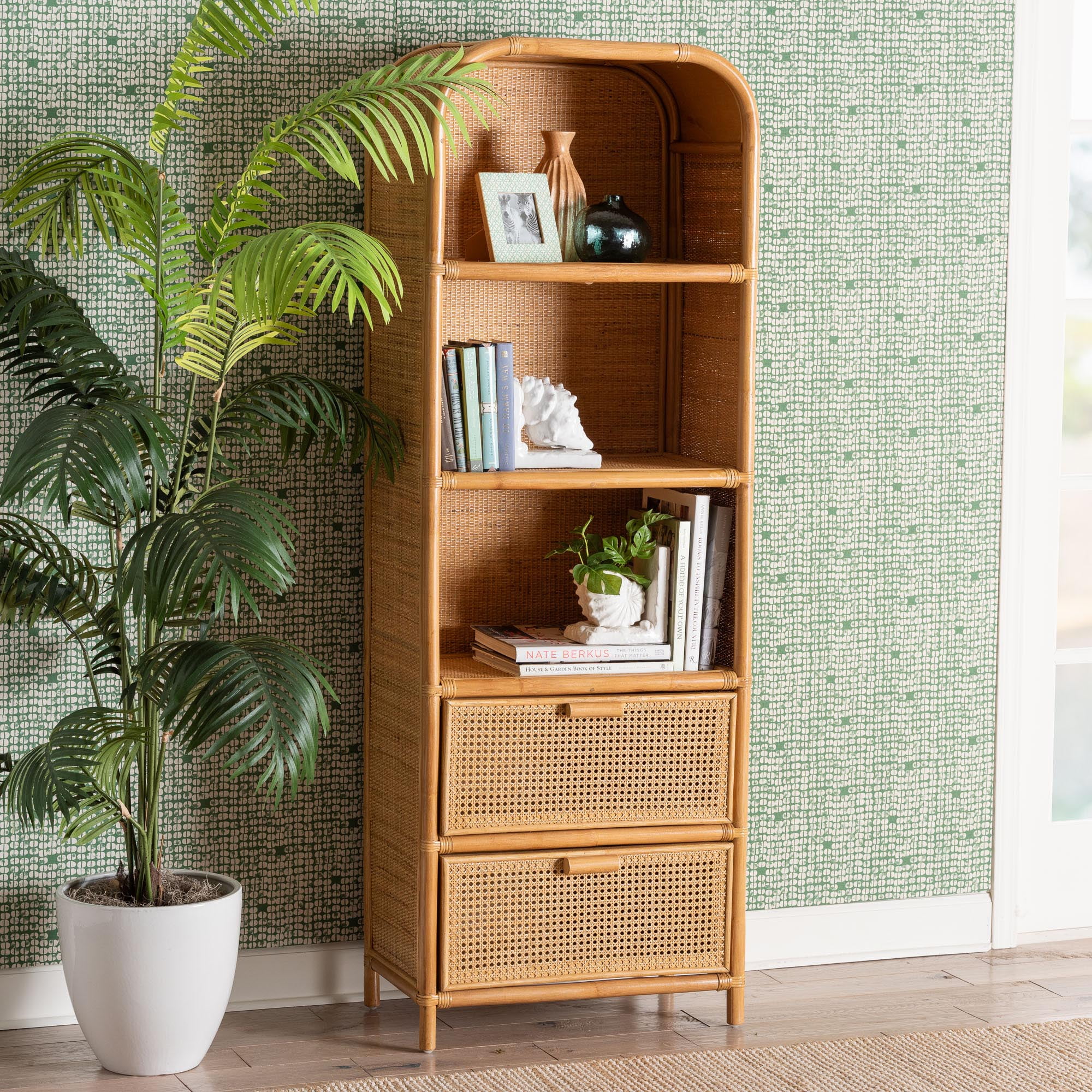 bali & pari Curacao Boho Bookcase, One Size, Light honey