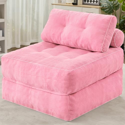 HABUTWAY Folding Sofa Bed, Convertible Sleeper Chair Bed w/Dual-Pillow & Handle, Foldable Floor Sofa Lounge w/Back Support for Living Room, Bedroom