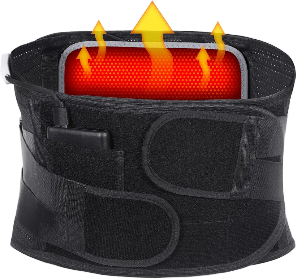 Back Brace with Heating Pad for Lower Back Pain, Cordless Heating Pad for Back, Heated Back Brace for Women and Men, Back Support Brace for Sciatica
