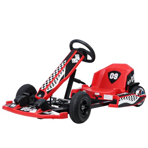 Go Kart for Kids, 36V Electric Go Kart, 350W Kids GoKart, 16MPH 4 Level Adjustable Length DriftKart, Drift/Sports Mode