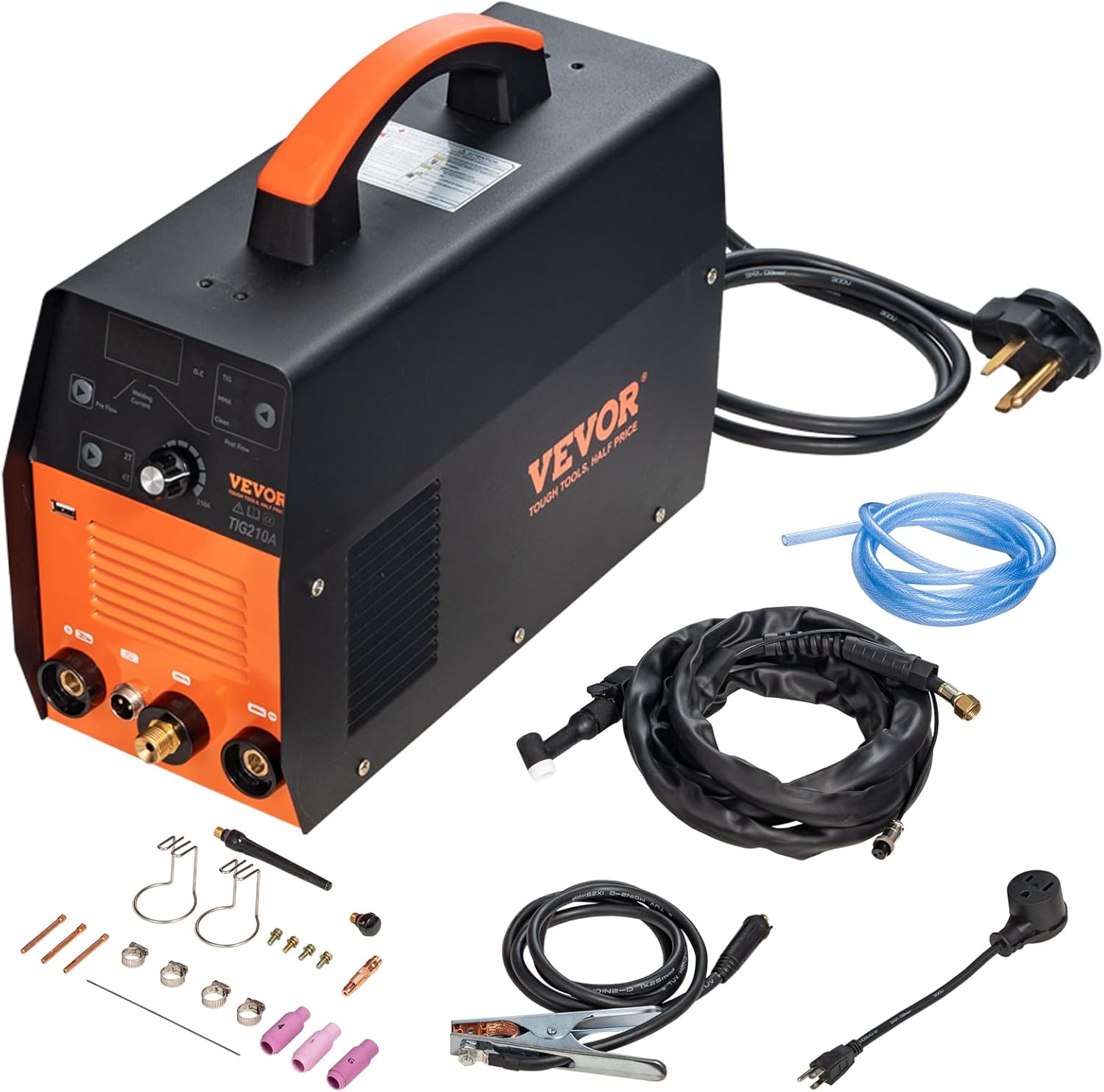 VEVOR 210Amp TIG Welder, Welder TIG 3 in 1, 110/220V Dual Voltage HF TIG/Stick/Clean Welding Machine with USB, IGBT Inverter & Torch