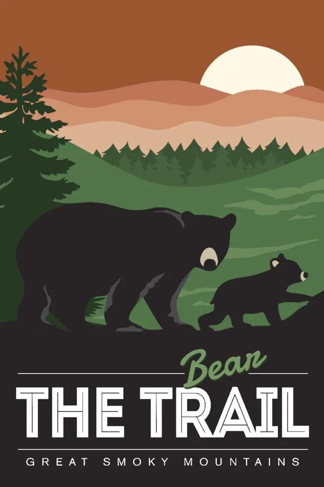 Great Smoky Mountains, Tennessee, Bear the Trail (24x36 Giclee Gallery Art Print, Vivid Textured Wall Decor)