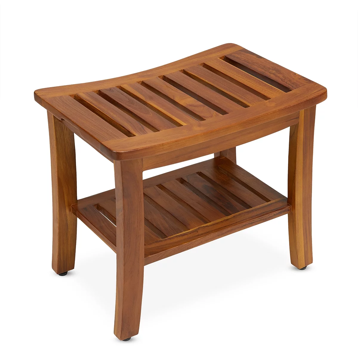 TeakCraft Teak Shower Bench with Shelf 21 Inch, Fully Assembled Teak Wood Shower Stool & Spa, Shower Bench for Elderly, Indoor and Outdoor Use