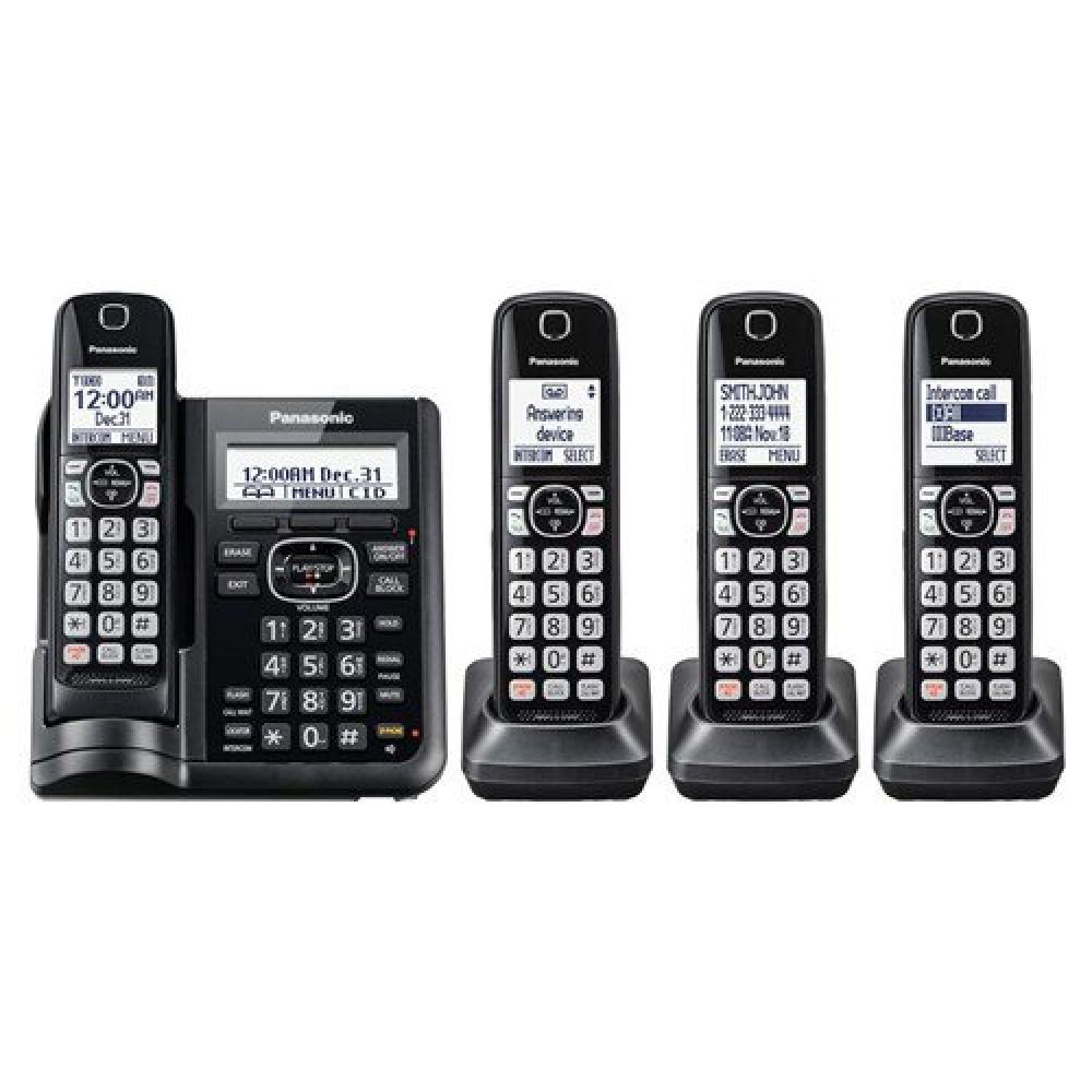 Restored Panasonic KX-TGF544B Cordless Phone With Handset Cordless Phone with Answering Machine - 4 Handsets (Refurbished)