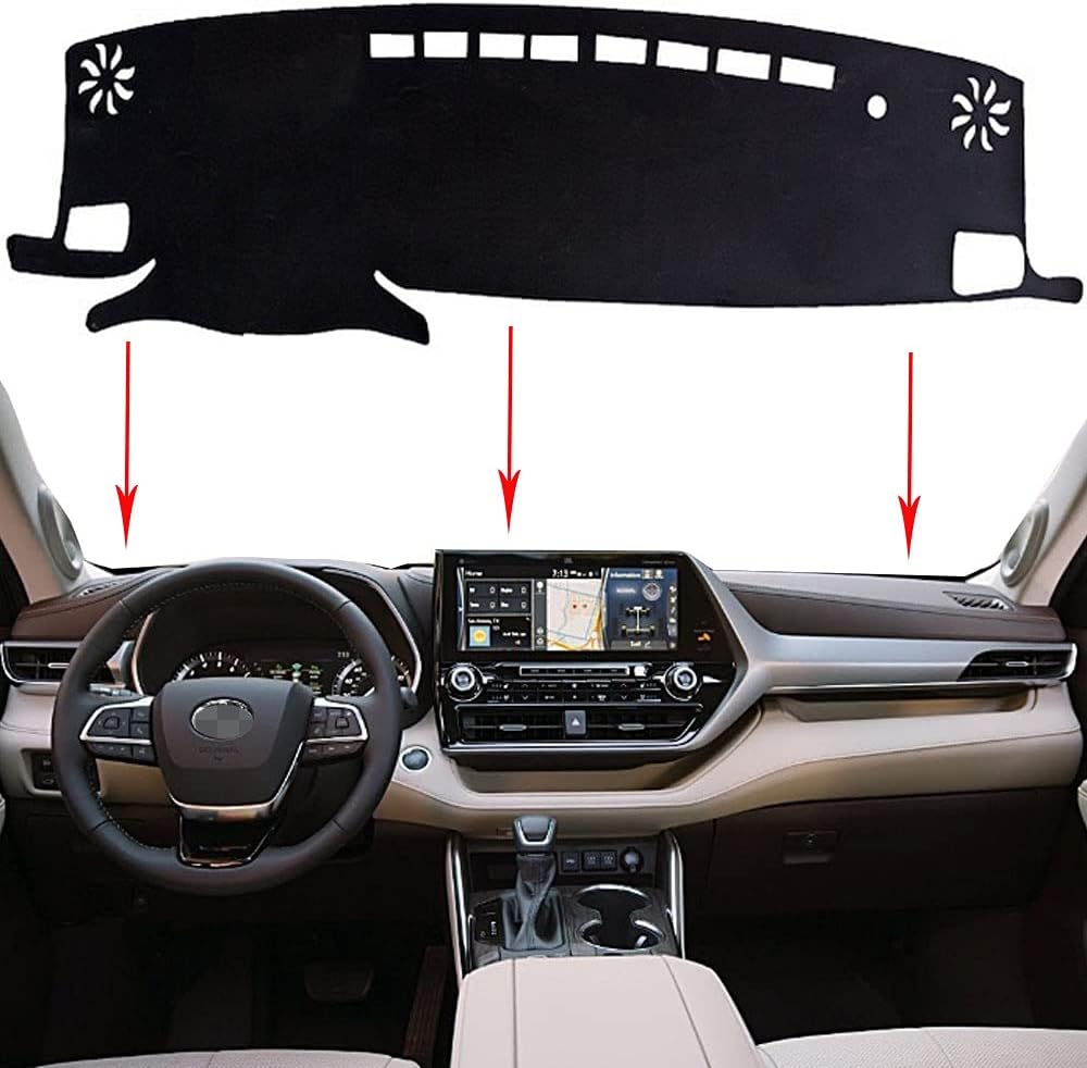 XHQ Dashboard Cover Mat Carpet Car Dash Board Interior Accessories for Toyota Highlander 4th Generation 2021 2022 Reduces Glare Eliminates Cracking