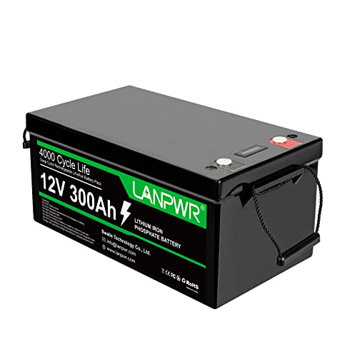 12V 300Ah LiFePO4 Lithium Battery, 4000+ Deep Cycles, Built-in 200A BMS, Support in Series/Parallel, Perfect for Replacing Most of Backup Power, RV